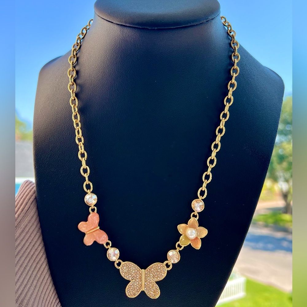 Coach Pave Butterfly Necklace